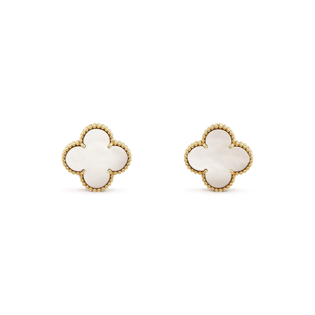 [Lumi Jewels]CLOVER MEDIUM 1 MOTIFS  WHITE MOP STUD EARRINGS