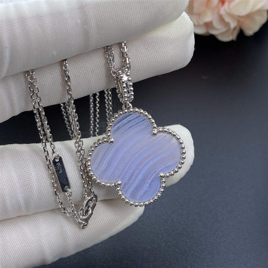 [Lumi Jewels]CLOVER SILVER CHALCEDONY BIG CLOVER NECKLACE