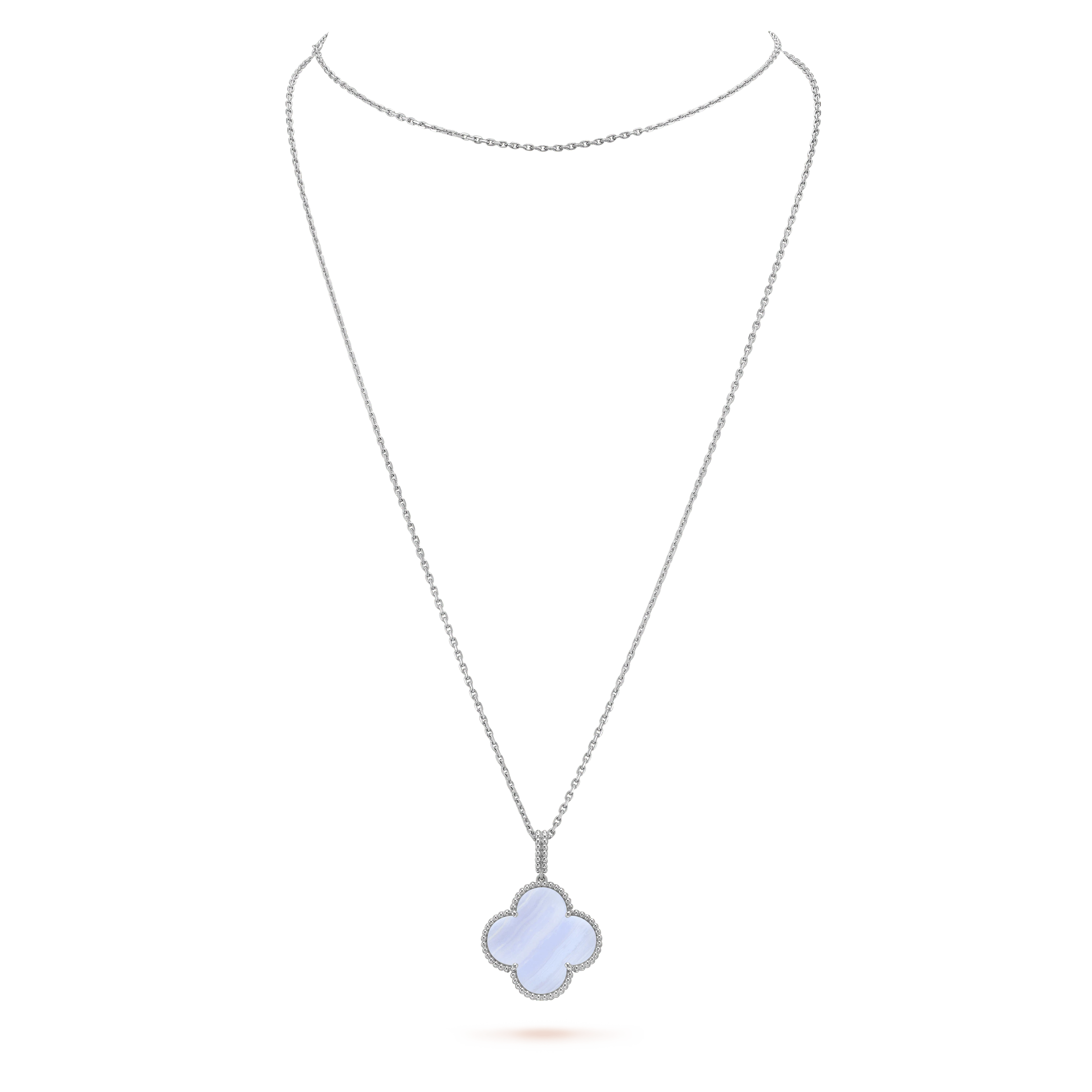 [Lumi Jewels]CLOVER SILVER CHALCEDONY BIG CLOVER NECKLACE
