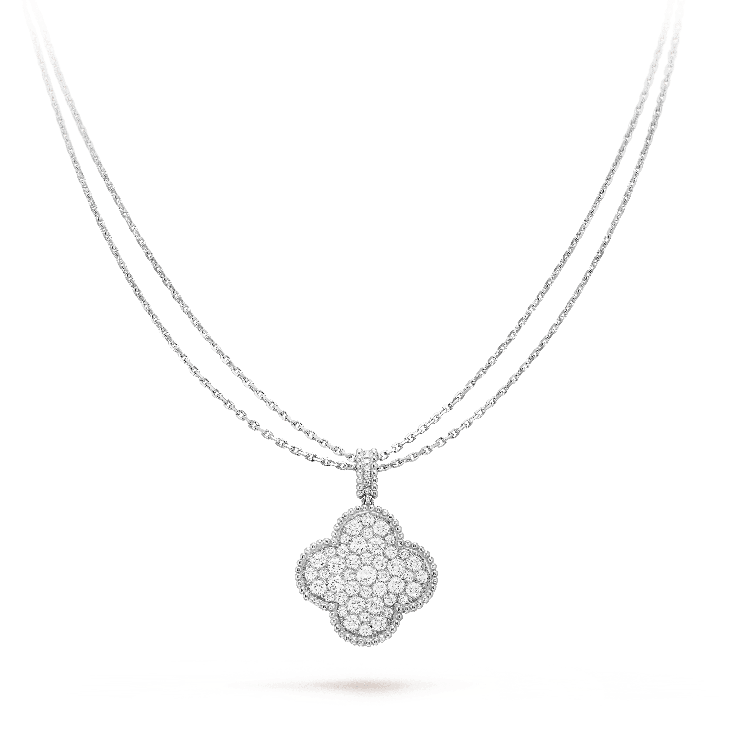[Lumi Jewels]CLOVER 25MM SILVER FULL DIAMOND BIG CLOVER NECKLACE
