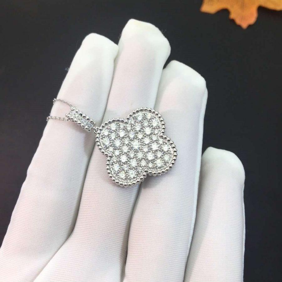 [Lumi Jewels]CLOVER 25MM SILVER FULL DIAMOND BIG CLOVER NECKLACE