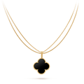 [Lumi Jewels]CLOVER 25MM GOLD ONYX BIG CLOVER NECKLACE