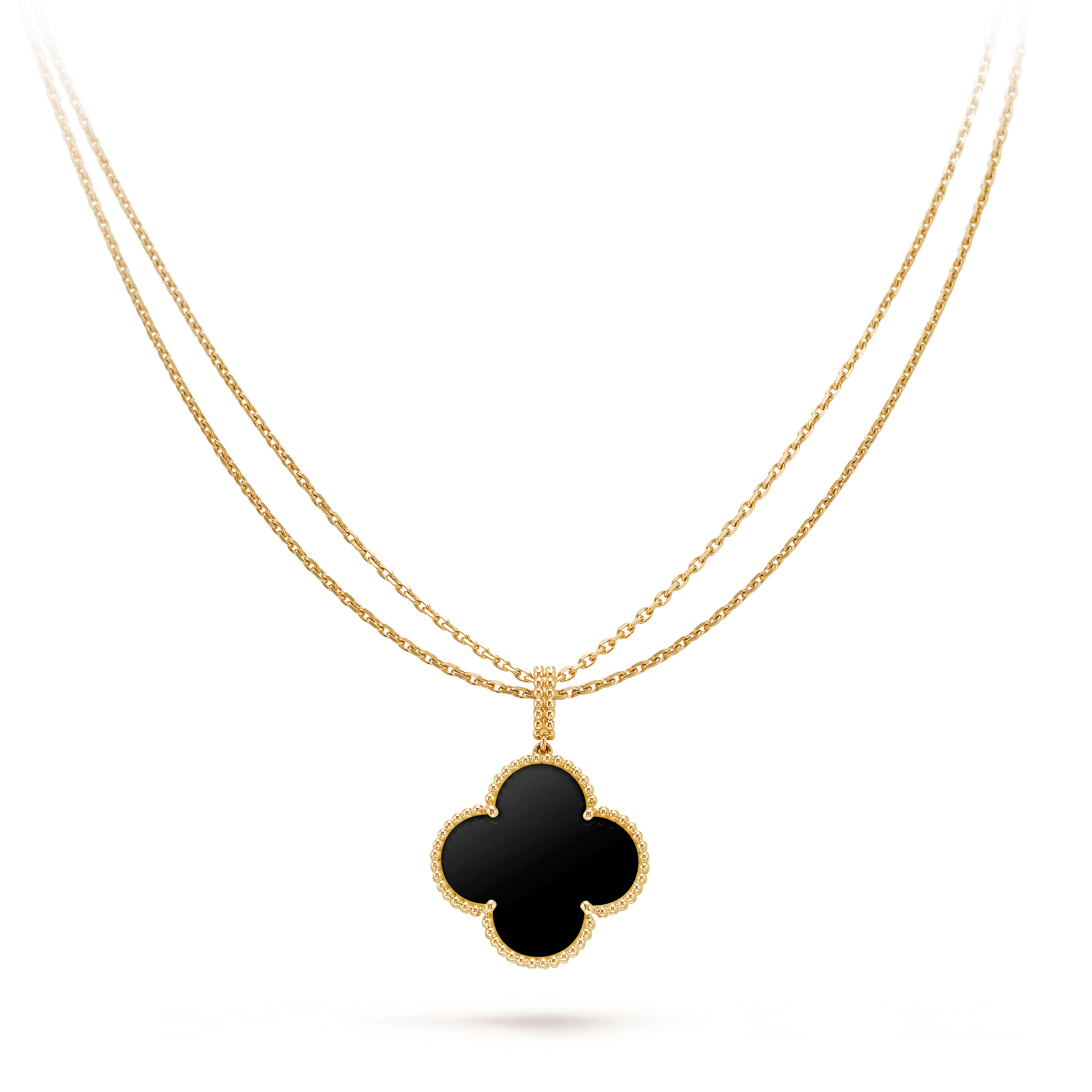 [Lumi Jewels]CLOVER 25MM GOLD ONYX BIG CLOVER NECKLACE