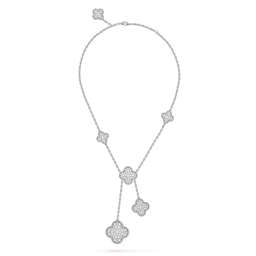 [Lumi Jewels]CLOVER 5 MOTIFS SILVER DIAMONDS NECKLACE