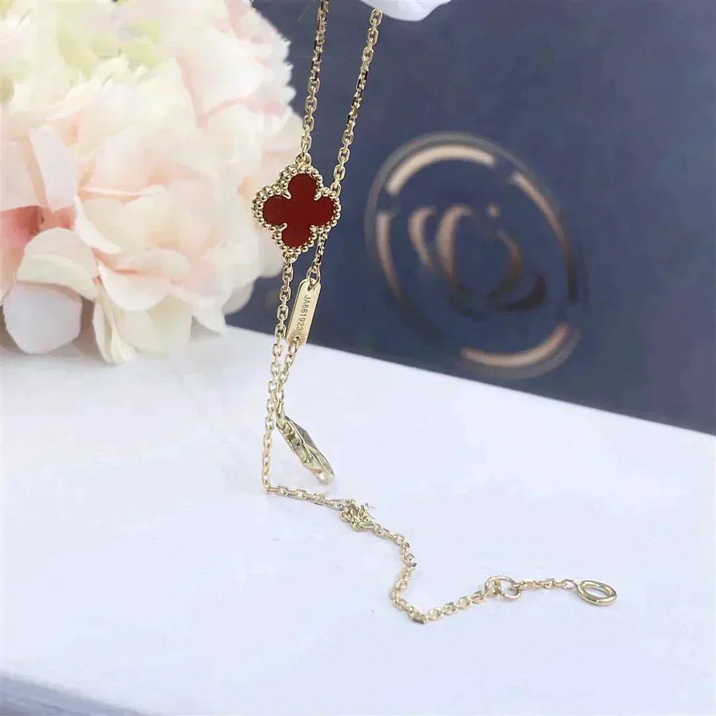 [Lumi Jewels]CLOVER  CARNELIAN SINGLE FLOWER BRACELET