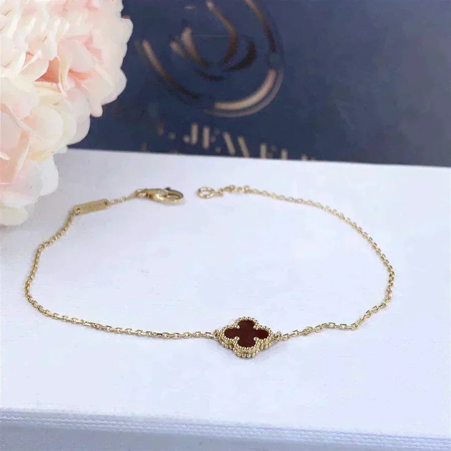 [Lumi Jewels]CLOVER  CARNELIAN SINGLE FLOWER BRACELET