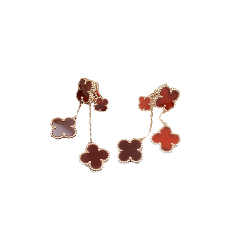 [Lumi Jewels]CLOVER EARRINGS CARNELIAN 4 MOTIFS PINK GOLD
