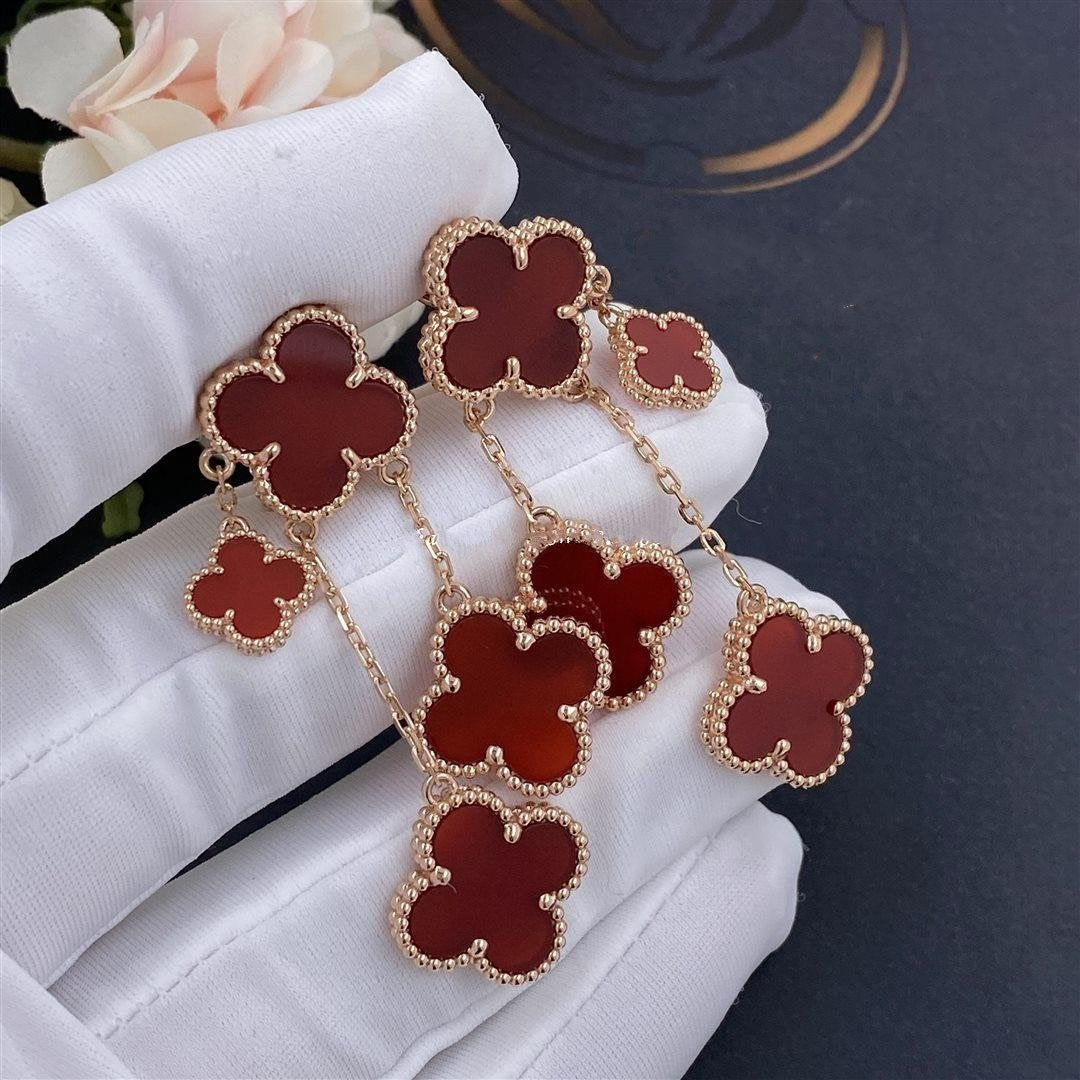 [Lumi Jewels]CLOVER EARRINGS CARNELIAN 4 MOTIFS PINK GOLD