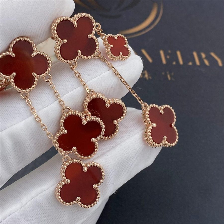 [Lumi Jewels]CLOVER EARRINGS CARNELIAN 4 MOTIFS PINK GOLD