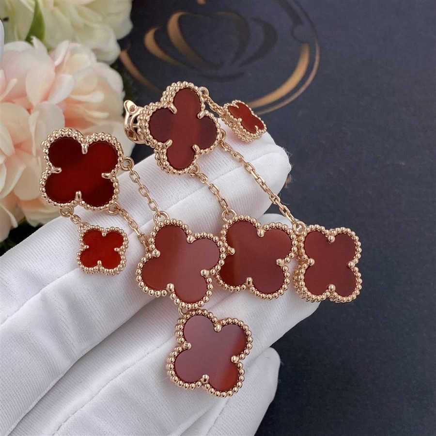 [Lumi Jewels]CLOVER EARRINGS CARNELIAN 4 MOTIFS PINK GOLD