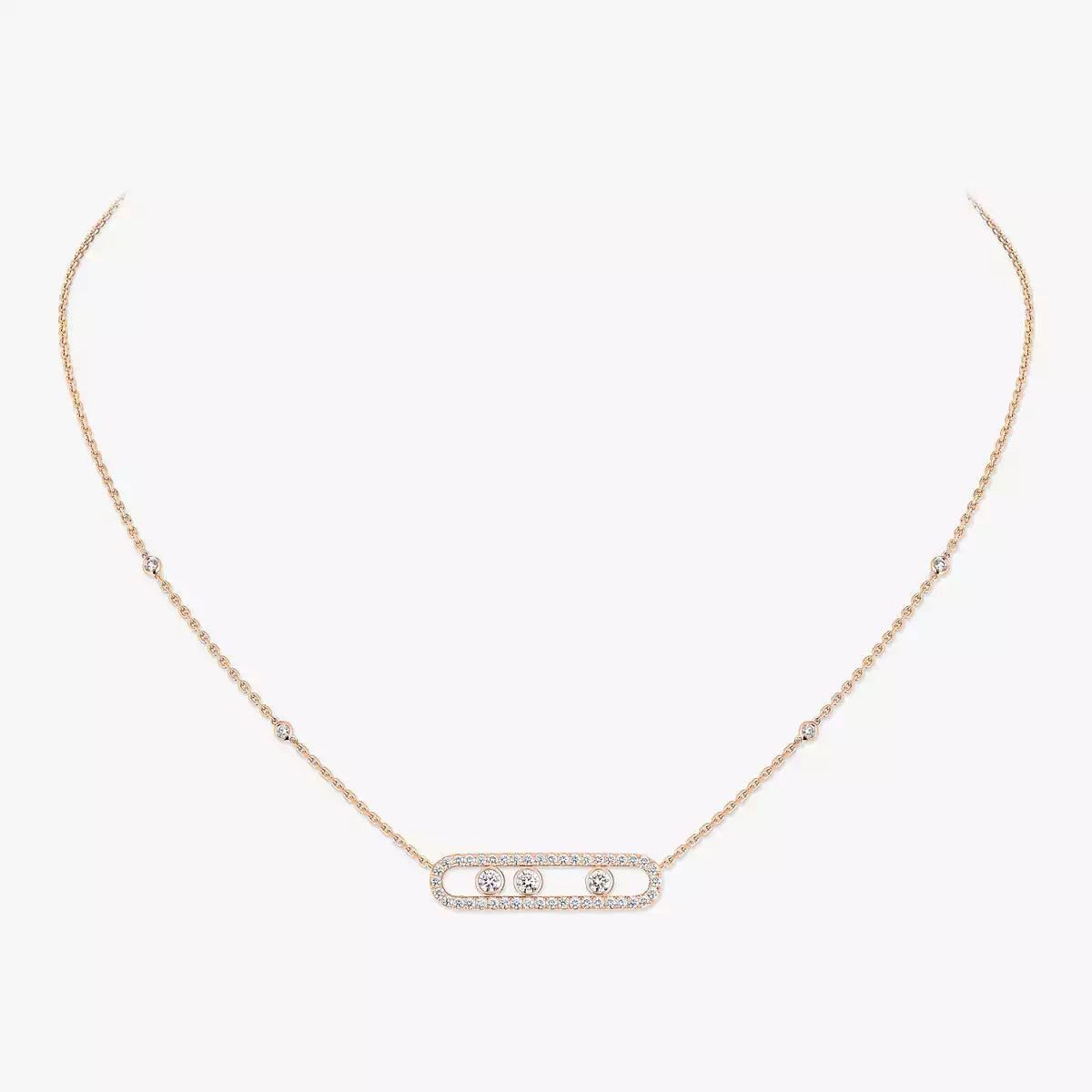 [Lumi Jewels] Move Pave_ Rose Gold Diamond Necklace
