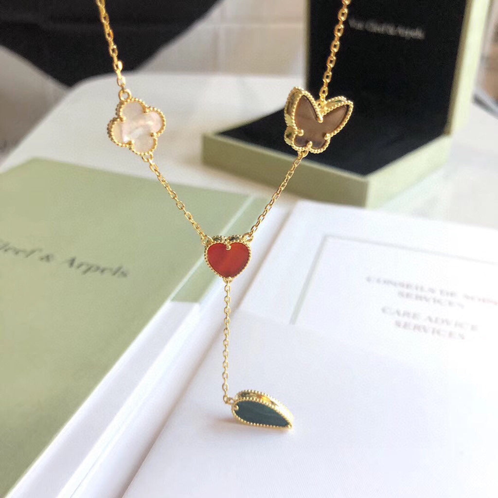 [Lumi Jewels]LUCKY SPRING 4 MOTIFS ROSE GOLD NECKLACE