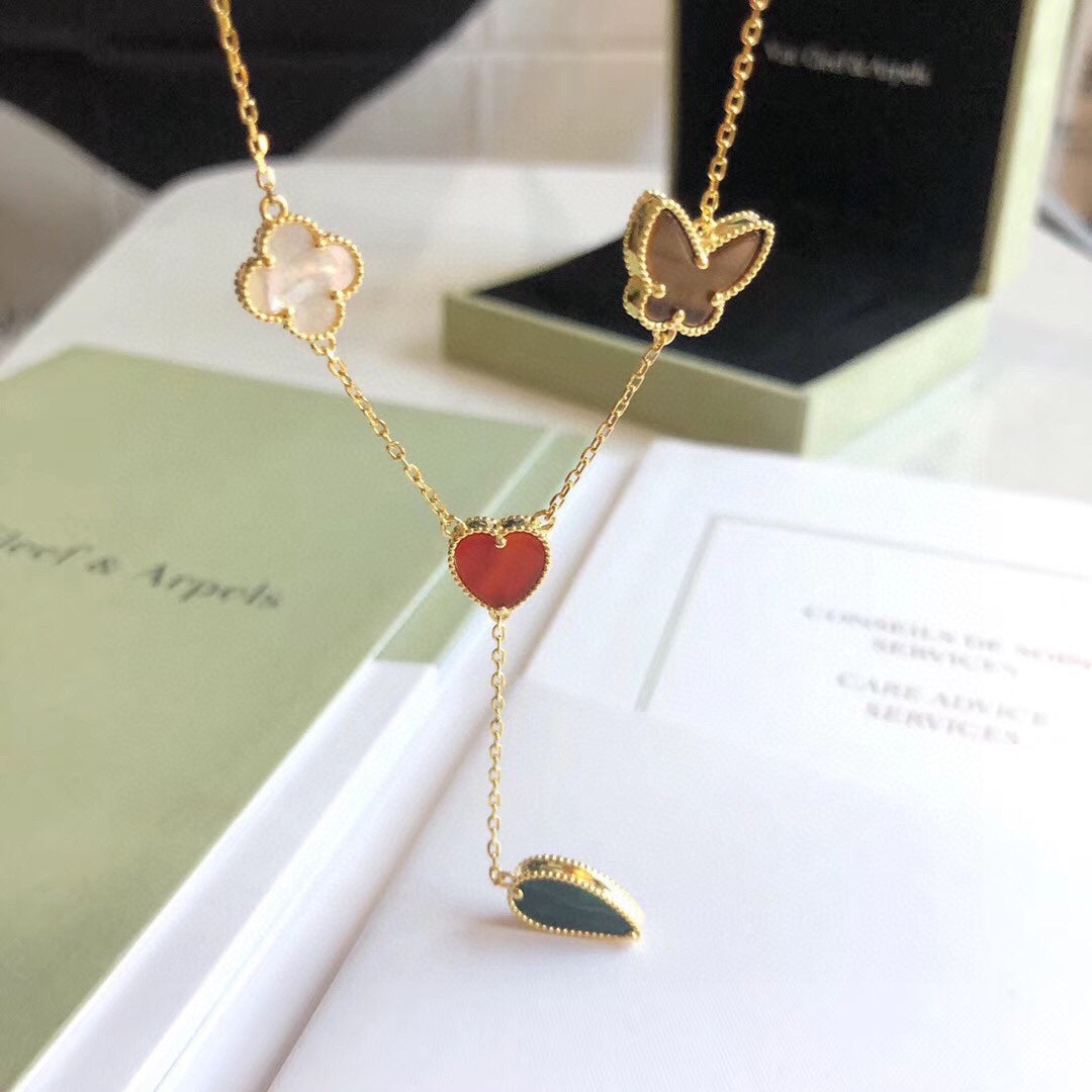 [Lumi Jewels]LUCKY SPRING 4 MOTIFS ROSE GOLD NECKLACE