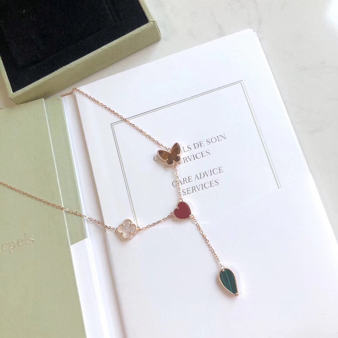 [Lumi Jewels]LUCKY SPRING 4 MOTIFS ROSE GOLD NECKLACE