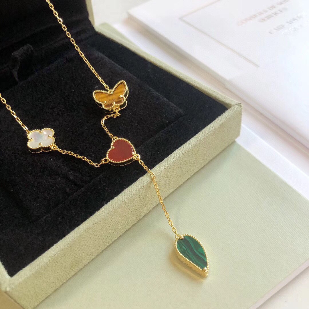 [Lumi Jewels]LUCKY SPRING 4 MOTIFS ROSE GOLD NECKLACE