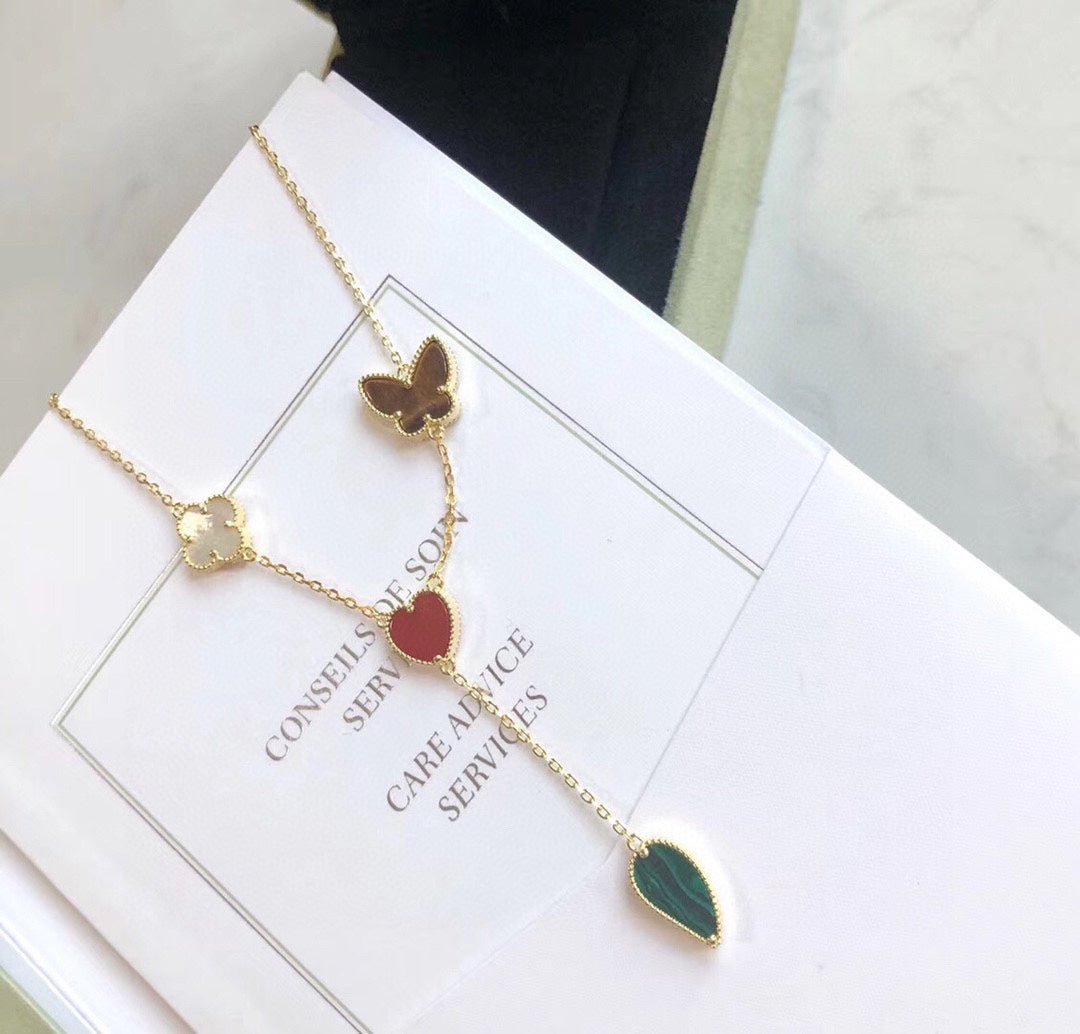 [Lumi Jewels]LUCKY SPRING 4 MOTIFS ROSE GOLD NECKLACE